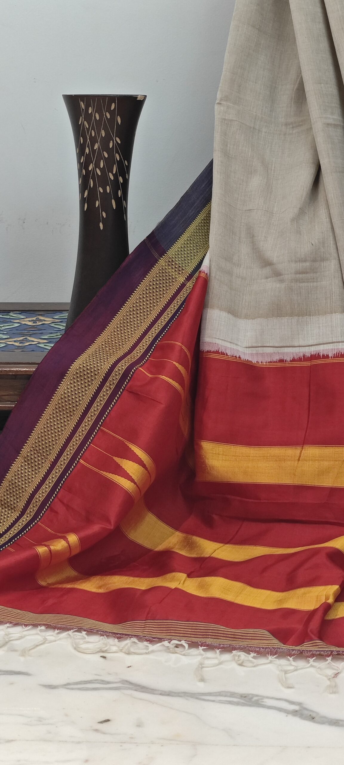 Ilkal Saree - Beige & Red