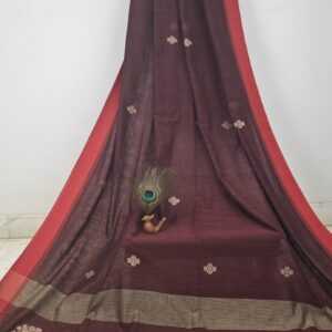 Maroon Paisley Jamadani Saree - Handloom